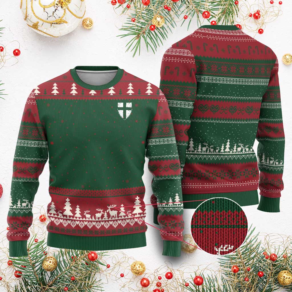 Teutonic Order Flag Cross Knight Insignia Arms Shield Ugly Christmas Sweater TS11 Red Green Print Your Wear