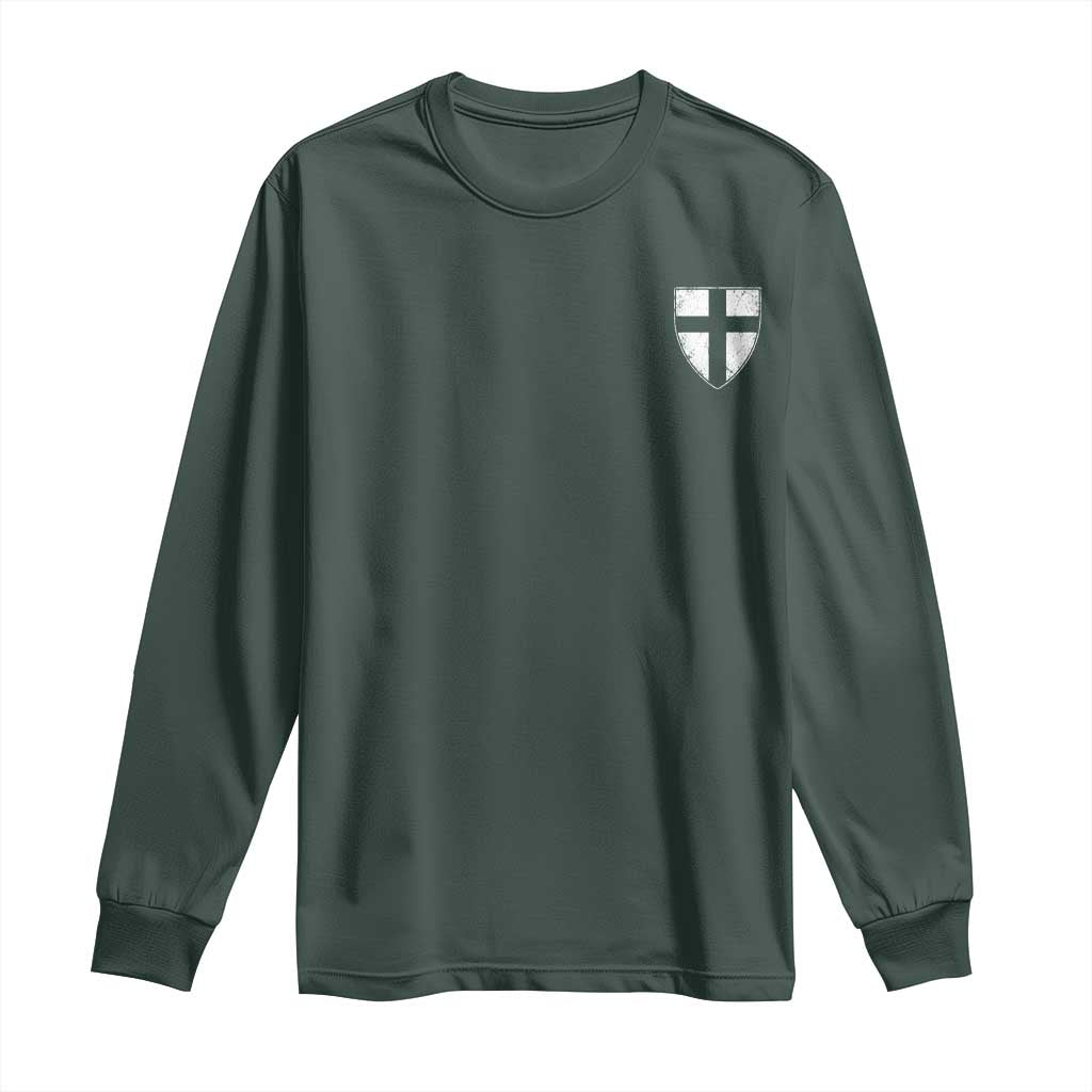 Teutonic Order Flag Cross Knight Insignia Arms Shield Long Sleeve Shirt TS11 Dark Forest Green Print Your Wear