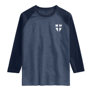 Teutonic Order Flag Cross Knight Insignia Arms Shield Raglan Shirt TS11 Heather Denim Navy Print Your Wear