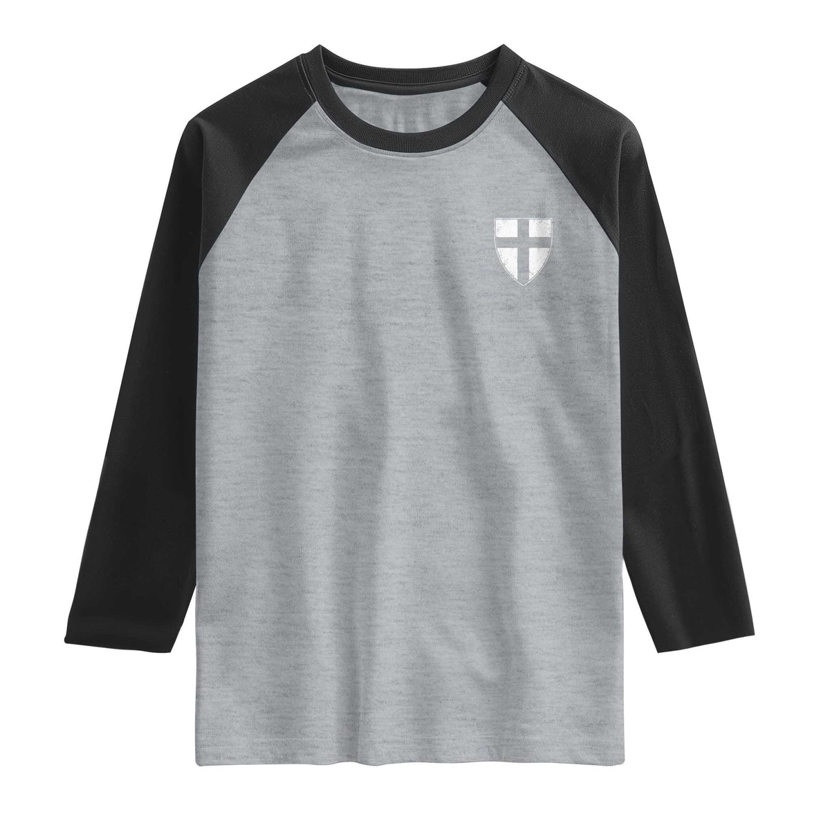 Teutonic Order Flag Cross Knight Insignia Arms Shield Raglan Shirt TS11 Heather Gray Black Print Your Wear