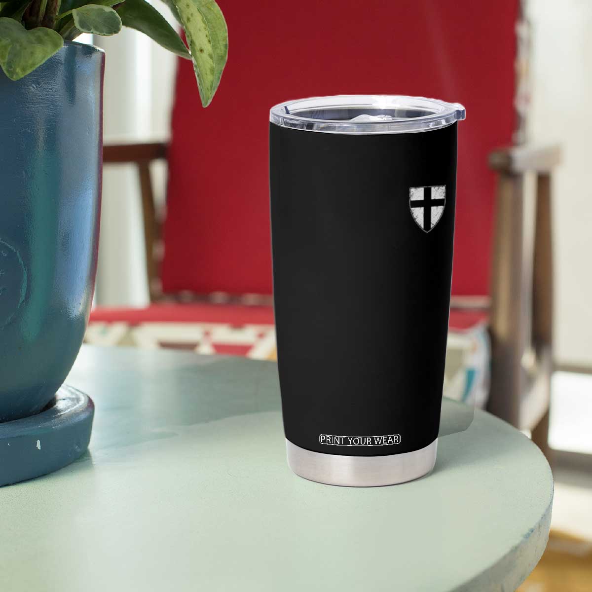 Teutonic Order Flag Cross Knight Insignia Arms Shield Tumbler Cup