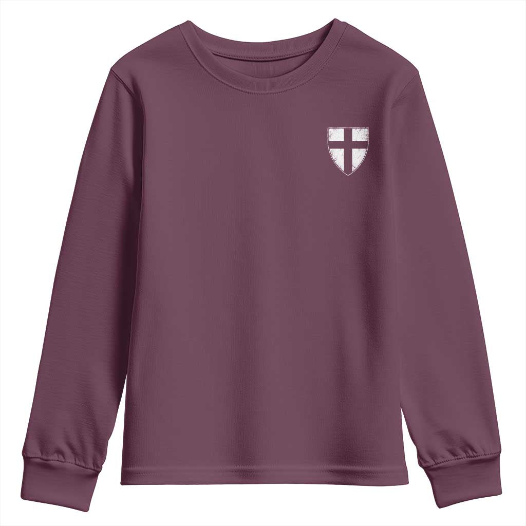 Teutonic Order Flag Cross Knight Insignia Arms Shield Youth Sweatshirt TS11 Maroon Print Your Wear