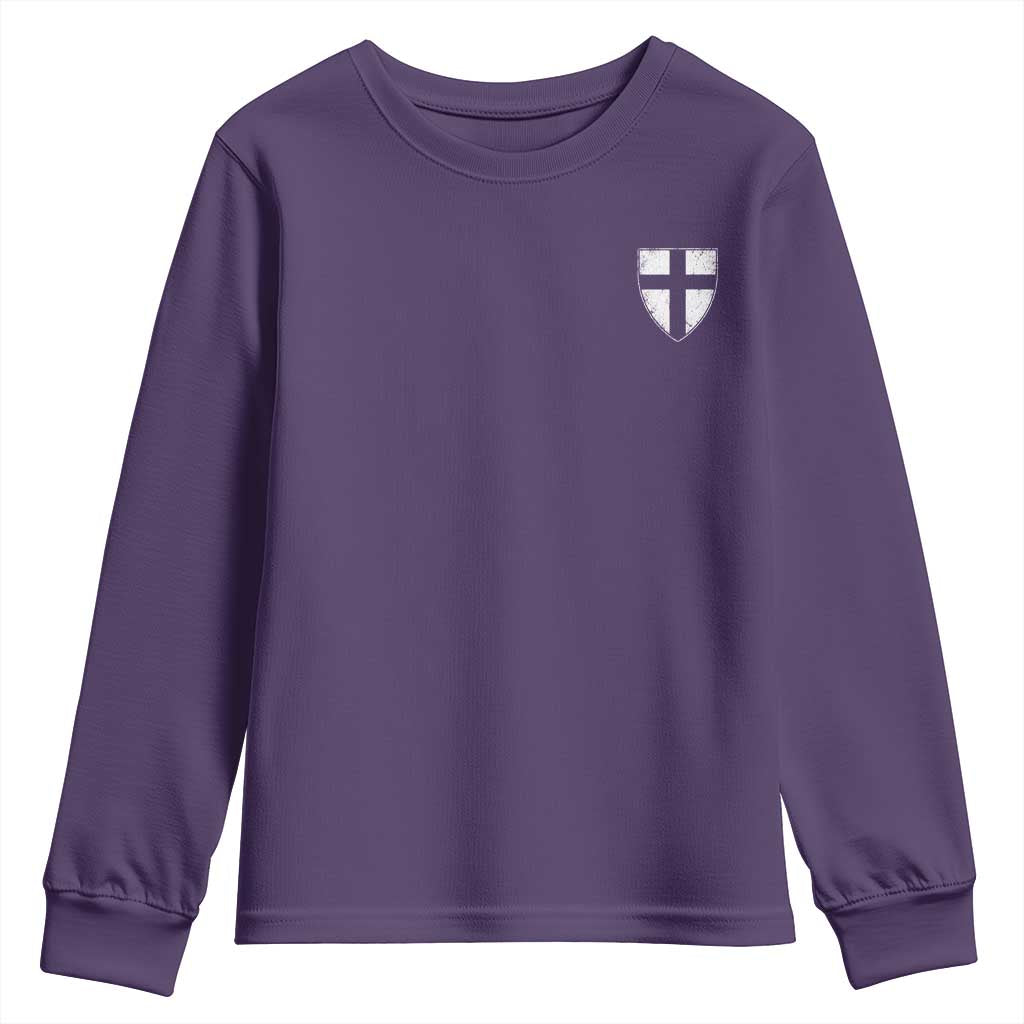 Teutonic Order Flag Cross Knight Insignia Arms Shield Youth Sweatshirt TS11 Purple Print Your Wear