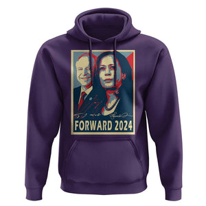 Harris Walz Hoodie Forward 2024 Not Going Back Signature Portraits TS11 Purple Print Your Wear