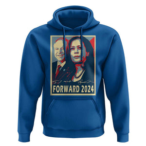 Harris Walz Hoodie Forward 2024 Not Going Back Signature Portraits TS11 Royal Blue Print Your Wear