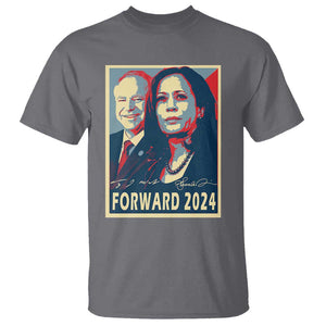 Harris Walz T Shirt Forward 2024 Not Going Back Signature Portraits TS11 Charcoal Print Your Wear