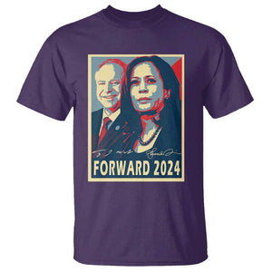 Harris Walz T Shirt Forward 2024 Not Going Back Signature Portraits TS11 Purple Print Your Wear
