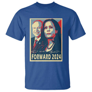 Harris Walz T Shirt Forward 2024 Not Going Back Signature Portraits TS11 Royal Blue Print Your Wear