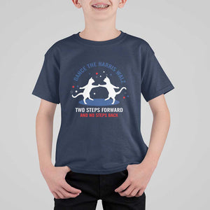 Kamala Walz Supporter T Shirt For Kid Dance The Harris Walz Two Steps Forward And No Steps Back Cat TS11 Navy Print Your Wear