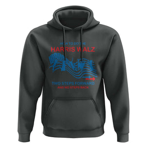 Kamala Walz Supporter Hoodie How To Do The Harris Walz Two Steps Forward And No Steps Back American Flag Cat TS11 Dark Heather Print Your Wear