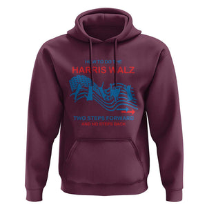 Kamala Walz Supporter Hoodie How To Do The Harris Walz Two Steps Forward And No Steps Back American Flag Cat TS11 Maroon Print Your Wear
