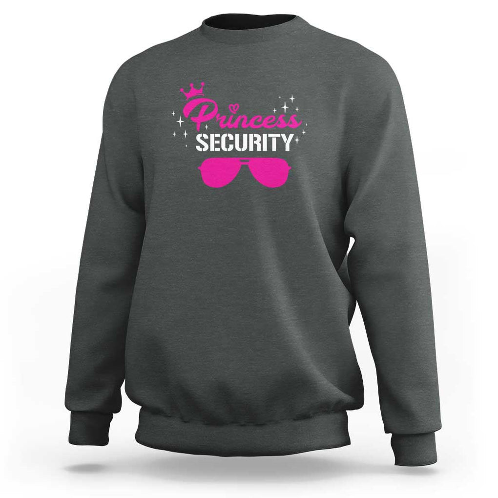 Halloween Dad Mom Sweatshirt Princess Security Pink Glasses Crown Star TS11 Dark Heather Print Your Wear