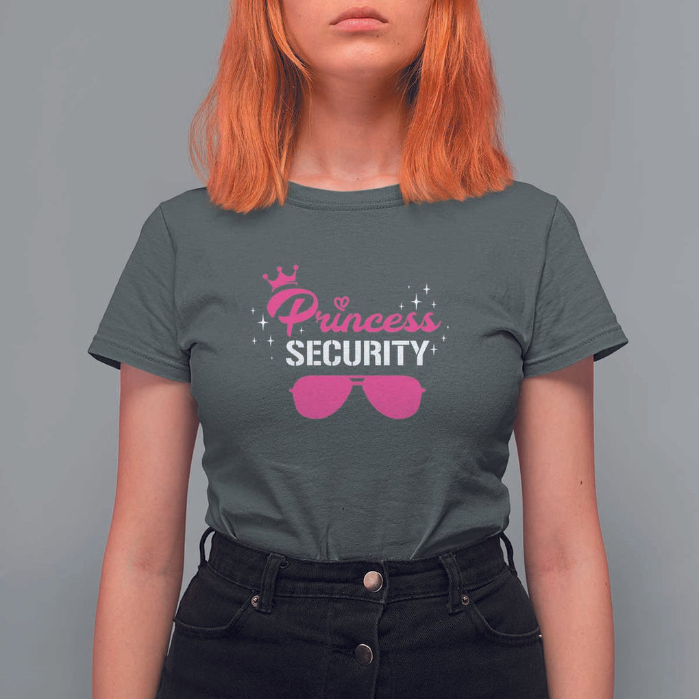 Halloween Dad Mom T Shirt For Women Princess Security Pink Glasses Crown Star TS11 Dark Heather Print Your Wear