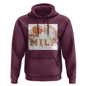 Funny American Football Hoodie MILF Man I Love Footbal Maple Leaf Vintage Footbal Helmet TS11 Maroon Print Your Wear