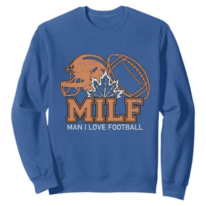 Funny American Football Sweatshirt MILF Man I Love Footbal Maple Leaf Vintage Footbal Helmet TS11 Royal Blue Print Your Wear