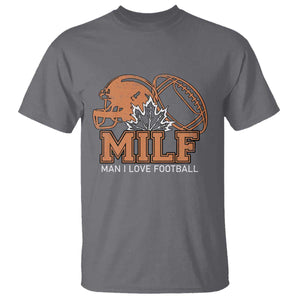Funny American Football T Shirt MILF Man I Love Footbal Maple Leaf Vintage Footbal Helmet TS11 Charcoal Print Your Wear