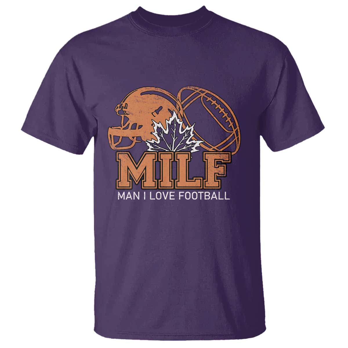 Funny American Football T Shirt MILF Man I Love Footbal Maple Leaf Vintage Footbal Helmet TS11 Purple Print Your Wear