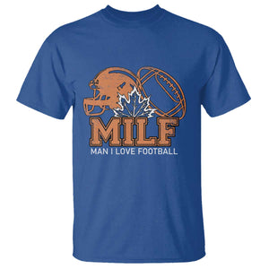 Funny American Football T Shirt MILF Man I Love Footbal Maple Leaf Vintage Footbal Helmet TS11 Royal Blue Print Your Wear