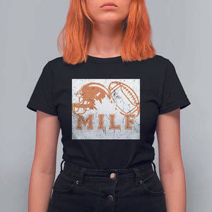 Funny American Football T Shirt For Women MILF Man I Love Footbal Maple Leaf Vintage Footbal Helmet TS11 Black Print Your Wear