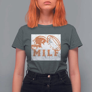 Funny American Football T Shirt For Women MILF Man I Love Footbal Maple Leaf Vintage Footbal Helmet TS11 Dark Heather Print Your Wear
