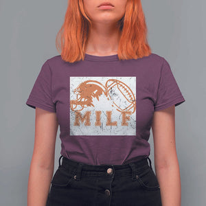 Funny American Football T Shirt For Women MILF Man I Love Footbal Maple Leaf Vintage Footbal Helmet TS11 Maroon Print Your Wear