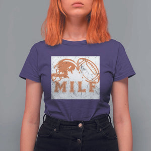 Funny American Football T Shirt For Women MILF Man I Love Footbal Maple Leaf Vintage Footbal Helmet TS11 Purple Print Your Wear
