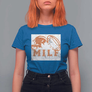 Funny American Football T Shirt For Women MILF Man I Love Footbal Maple Leaf Vintage Footbal Helmet TS11 Royal Blue Print Your Wear