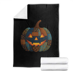 Halloween Blue Denim Patchwork Spooky Pumpkin Throw Blanket TS11 Black Print Your Wear
