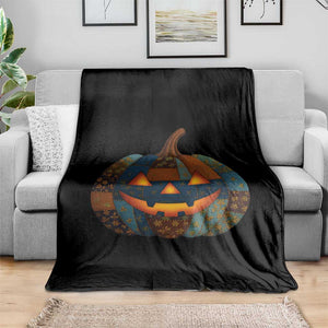 Halloween Blue Denim Patchwork Spooky Pumpkin Throw Blanket TS11 Print Your Wear