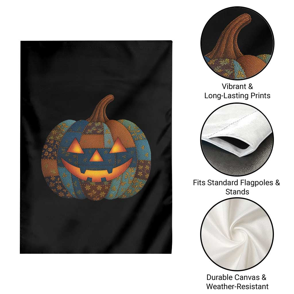 Halloween Blue Denim Patchwork Spooky Pumpkin Garden Flag TS11 Print Your Wear