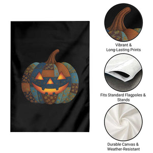 Halloween Blue Denim Patchwork Spooky Pumpkin Garden Flag TS11 Print Your Wear