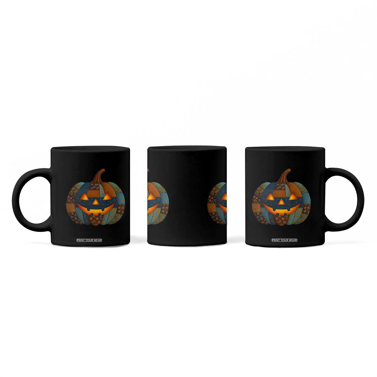 Halloween Blue Denim Patchwork Spooky Pumpkin Coffee Mug TS11 Print Your Wear