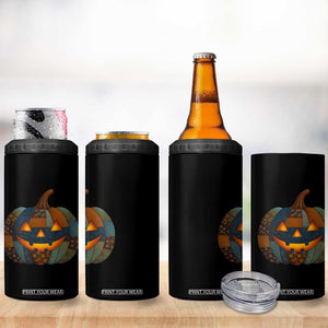Halloween Blue Denim Patchwork Spooky Pumpkin 4 in 1 Can Cooler Tumbler TS11 Print Your Wear