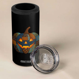 Halloween Blue Denim Patchwork Spooky Pumpkin 4 in 1 Can Cooler Tumbler TS11 Print Your Wear