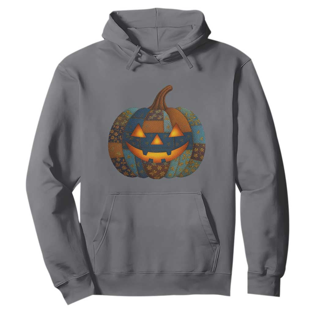 Halloween Blue Denim Patchwork Spooky Pumpkin Hoodie TS11 Charcoal Print Your Wear