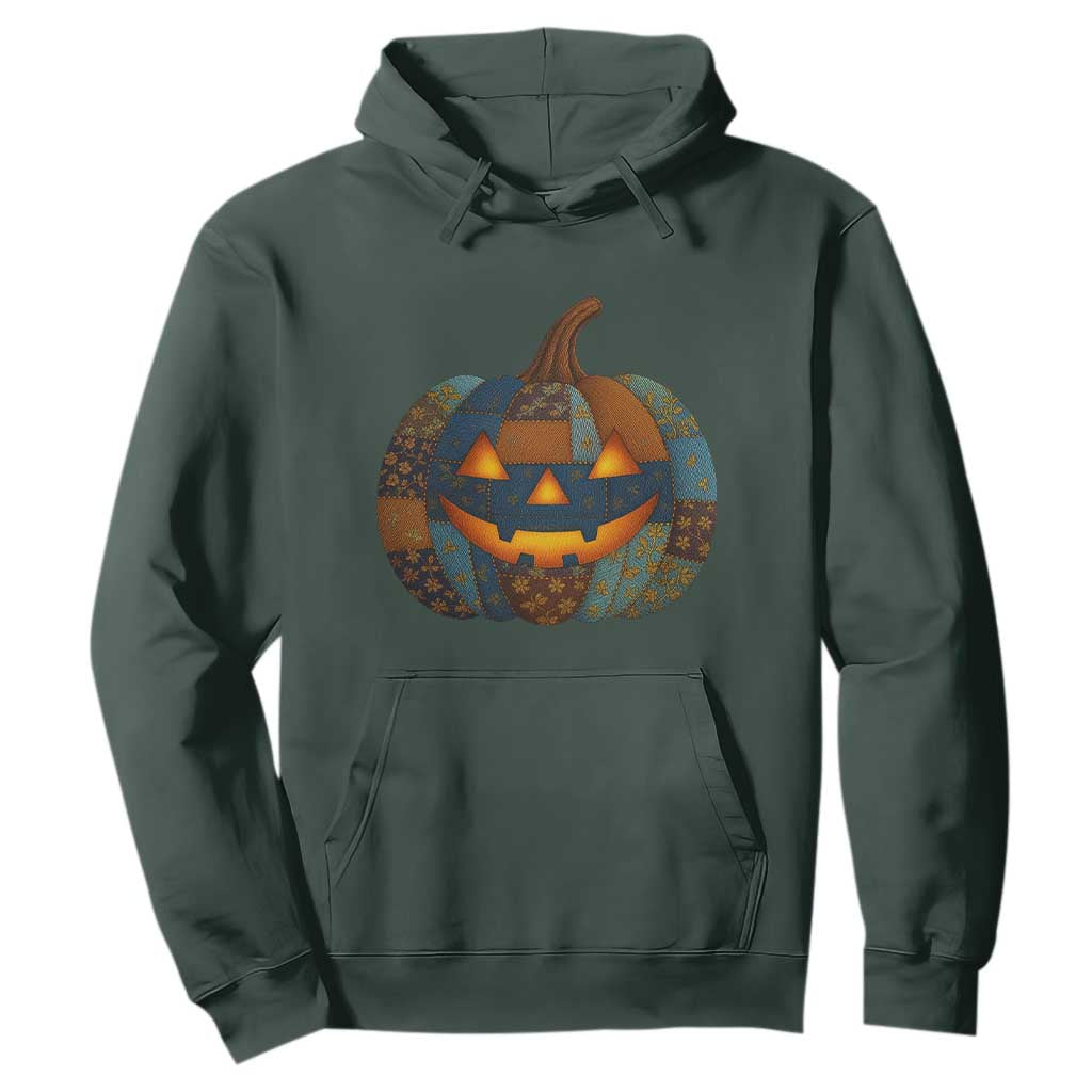 Halloween Blue Denim Patchwork Spooky Pumpkin Hoodie TS11 Dark Forest Green Print Your Wear
