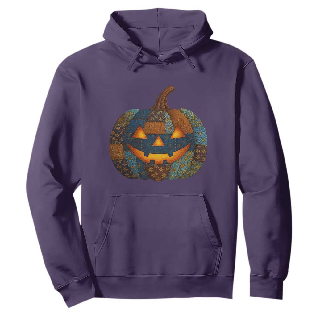 Halloween Blue Denim Patchwork Spooky Pumpkin Hoodie TS11 Purple Print Your Wear
