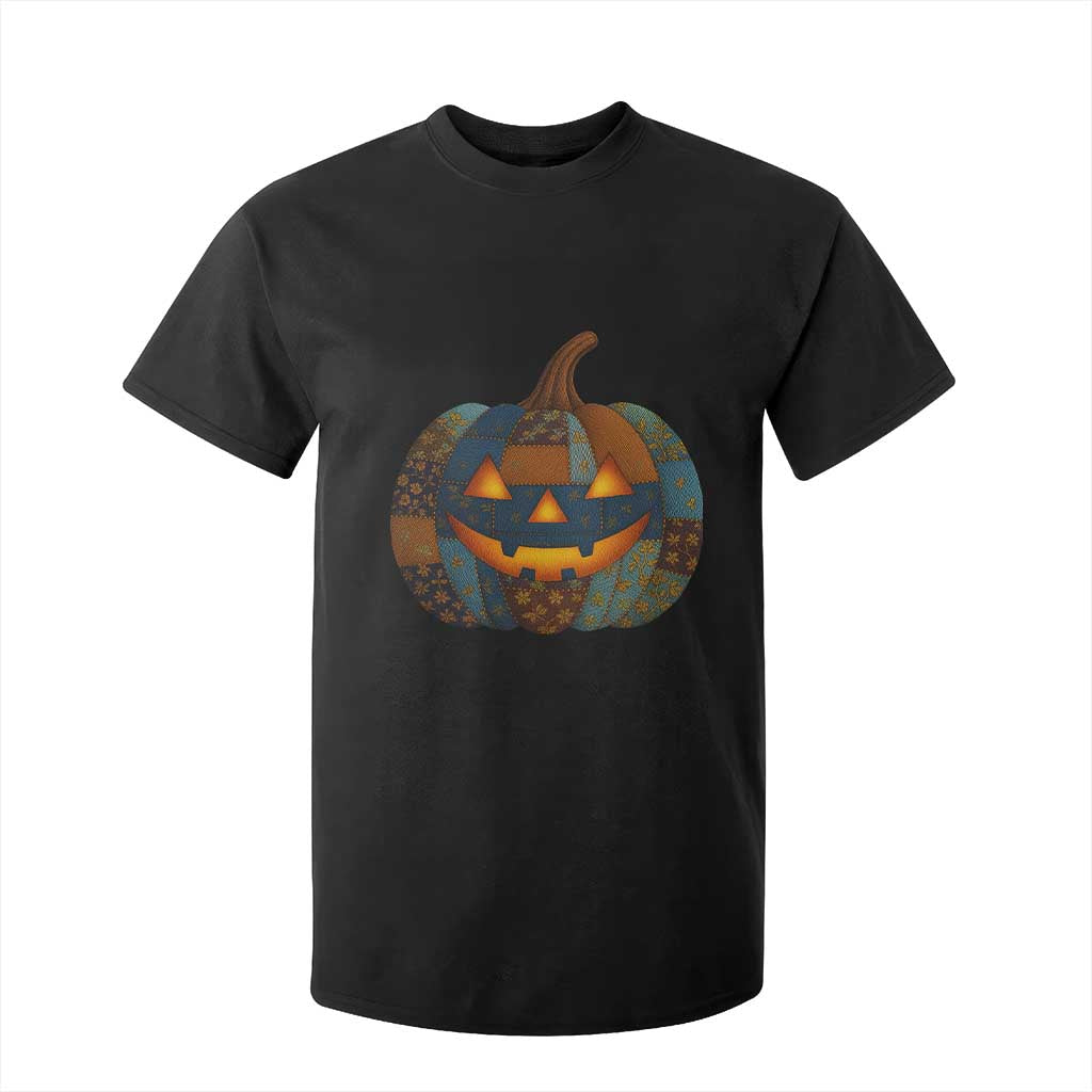 Halloween Blue Denim Patchwork Spooky Pumpkin T Shirt For Kid TS11 Black Print Your Wear