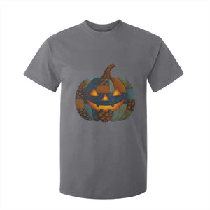 Halloween Blue Denim Patchwork Spooky Pumpkin T Shirt For Kid TS11 Charcoal Print Your Wear