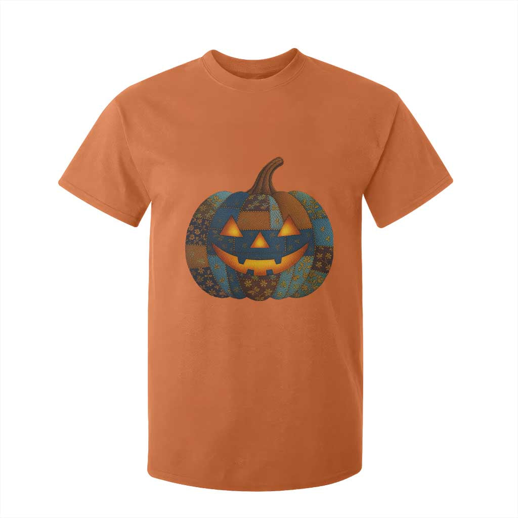 Halloween Blue Denim Patchwork Spooky Pumpkin T Shirt For Kid TS11 Orange Print Your Wear