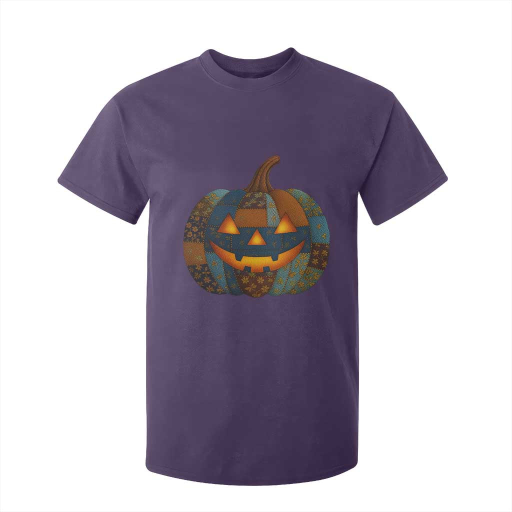 Halloween Blue Denim Patchwork Spooky Pumpkin T Shirt For Kid TS11 Purple Print Your Wear
