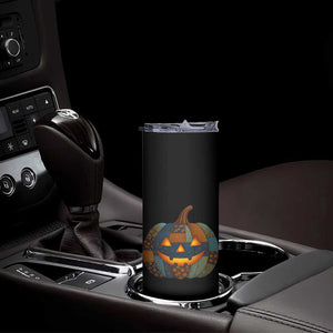 Halloween Blue Denim Patchwork Spooky Pumpkin Skinny Tumbler TS11 Print Your Wear