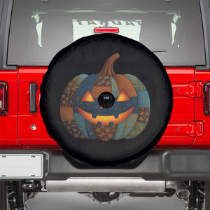 Halloween Blue Denim Patchwork Spooky Pumpkin Spare Tire Cover TS11 Black Print Your Wear