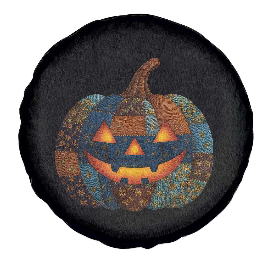 Halloween Blue Denim Patchwork Spooky Pumpkin Spare Tire Cover TS11 Print Your Wear