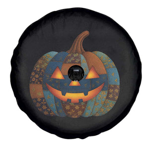 Halloween Blue Denim Patchwork Spooky Pumpkin Spare Tire Cover TS11 Print Your Wear