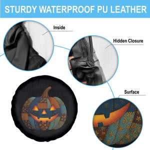 Halloween Blue Denim Patchwork Spooky Pumpkin Spare Tire Cover TS11 Print Your Wear