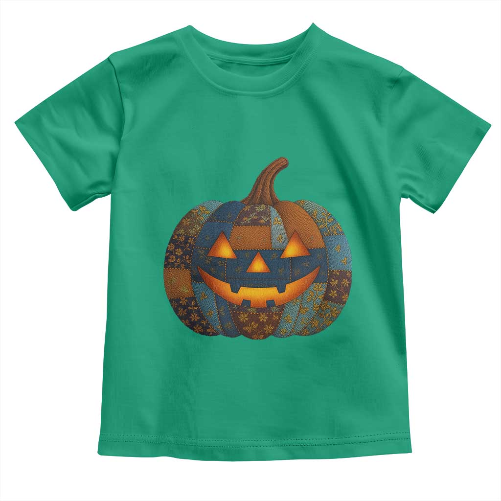 Halloween Blue Denim Patchwork Spooky Pumpkin Toddler T Shirt TS11 Irish Green Print Your Wear