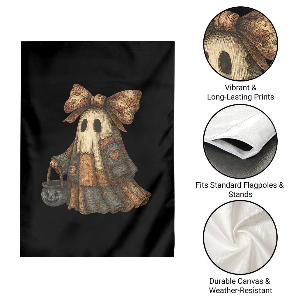 Halloween Vintage Denim Patchwork Spooky Ghost Coquette Garden Flag TS11 Print Your Wear