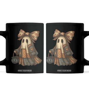 Halloween Vintage Denim Patchwork Spooky Ghost Coquette Coffee Mug TS11 Black Print Your Wear