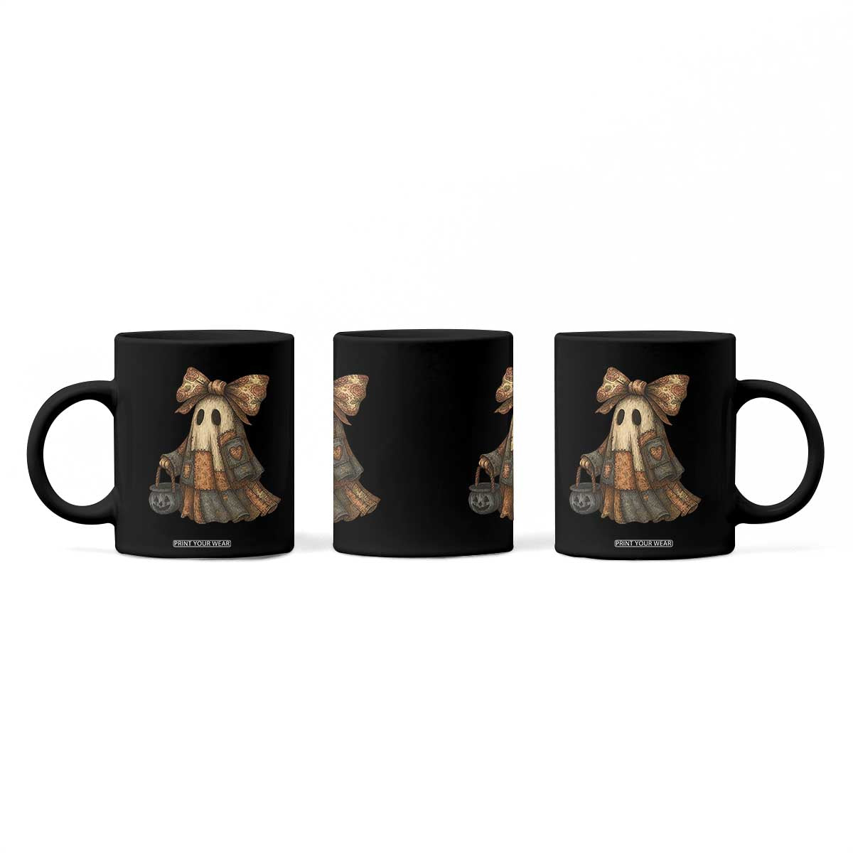 Halloween Vintage Denim Patchwork Spooky Ghost Coquette Coffee Mug TS11 Print Your Wear